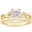 18K Yellow Gold Budding Willow Ring with Petite Comfort Fit Wedding Ring