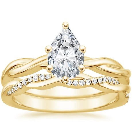 18K Yellow Gold Twisted Vine Ring with Petite Twisted Vine Diamond Ring (1/8 ct. tw.)