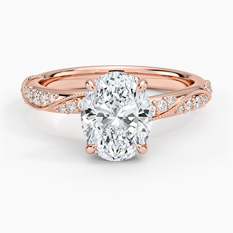 14K Rose Gold Camellia Hidden Accent 2.5mm Diamond Ring