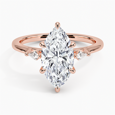 14K Rose Gold Petite Cometa Perfect Fit Three Stone Diamond Ring
