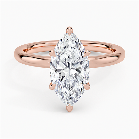 14K Rose Gold Secret Halo 2mm Diamond Ring