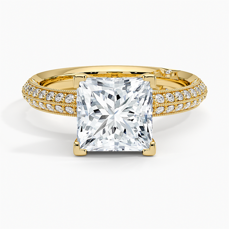 18K Yellow Gold Tacori Sculpted Crescent Knife Edge Diamond Ring