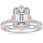 18K White Gold Mixed Metal Reina Diamond Ring with Petite Comfort Fit Wedding Ring