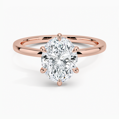 14K Rose Gold Secret Halo Six-Prong Diamond Ring