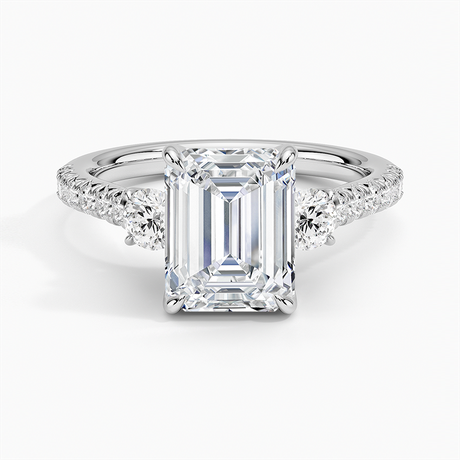 Pavé Three Stone Diamond Ring