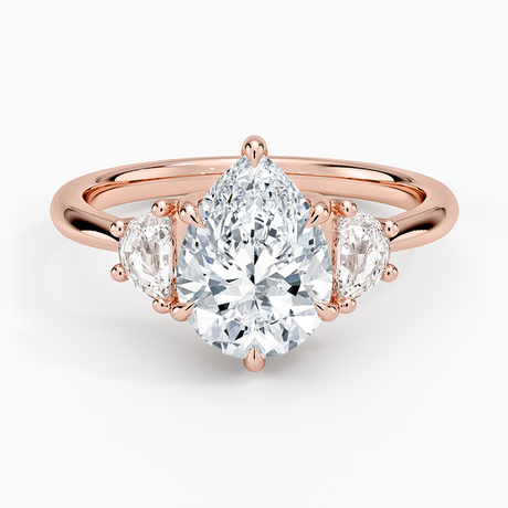 14K Rose Gold Half Moon Three Stone Diamond Ring (1/4 ct. tw.)