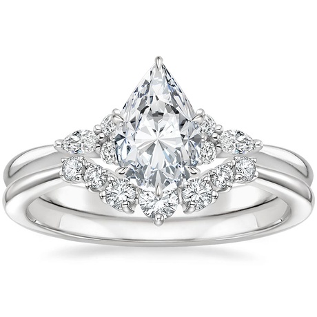 18K White Gold Nadia Diamond Ring with Aria Contoured Diamond Ring