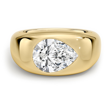 Flush Set Solitaire Diamond Dome Ring