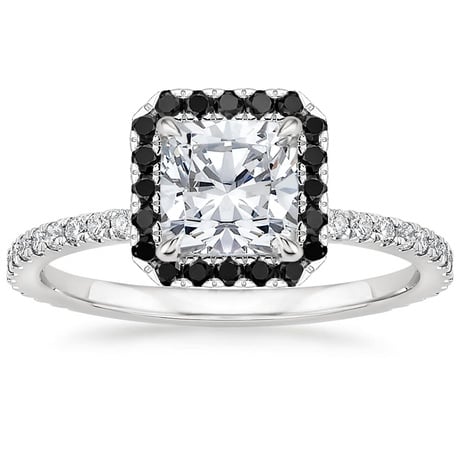 18K White Gold Waverly Diamond Ring with Black Diamond Accents with Luxe Ballad Diamond Ring