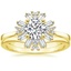 18K Yellow Gold Ballerina Diamond Ring with Petite Curved Wedding Ring