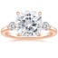 14K Rose Gold Perfect Fit Three Stone Diamond Ring, smalltop view