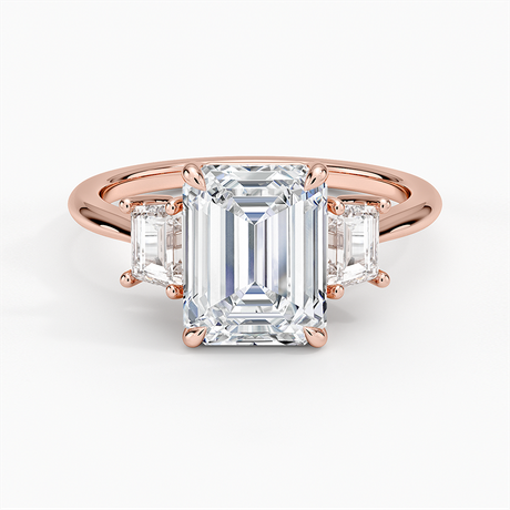 14K Rose Gold Embrace Three Stone Trapezoid Diamond Ring
