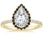18K Yellow Gold Waverly Halo Diamond Ring with Black Diamond Accents, smalltop view