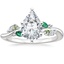 Platinum Arden Diamond Ring with Lab Emerald Accents, smalltop view