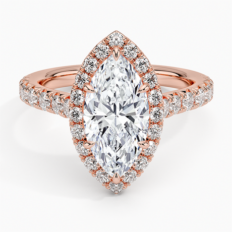 14K Rose Gold Sienna Halo Half Coverage Diamond Ring