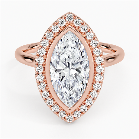 14K Rose Gold Bezel Halo Diamond Ring (1/4 ct. tw.)