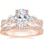 14K Rose Gold Three Stone Luxe Willow Diamond Ring (1/2 ct. tw.) with Petite Luxe Twisted Vine Diamond Ring (1/4 ct. tw.)
