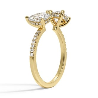 Custom Pear and Round Diamond Open Toi et Moi Ring