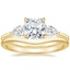 14K Yellow Gold Adorned Opera Diamond Ring (1/2 ct. tw.) with Petite Curved Wedding Ring