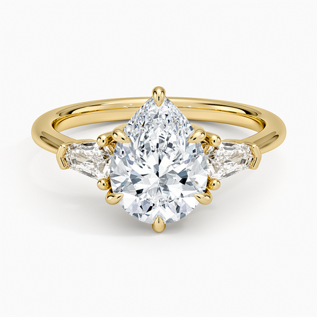 18K Yellow Gold Shield Cut Three Stone Diamond Ring (1/4 ct. tw.)