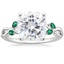 Platinum Willow Ring With Lab Emerald Accents, smalltop view