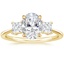 18K Yellow Gold Princess Cut Three Stone Diamond Ring, smalltop view
