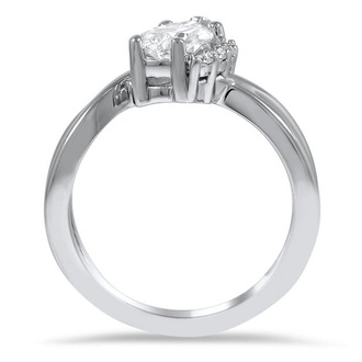 Custom Asymmetrical Pear Diamond Accent Ring