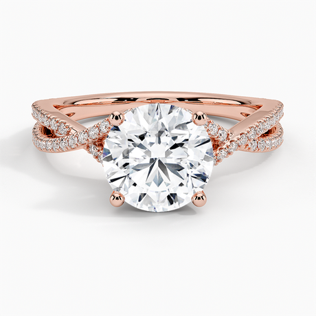 14K Rose Gold Jacinta Twisting Split Shank Diamond Ring