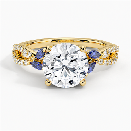 18K Yellow Gold Luxe Willow Sapphire and Diamond Ring (1/8 ct. tw.)