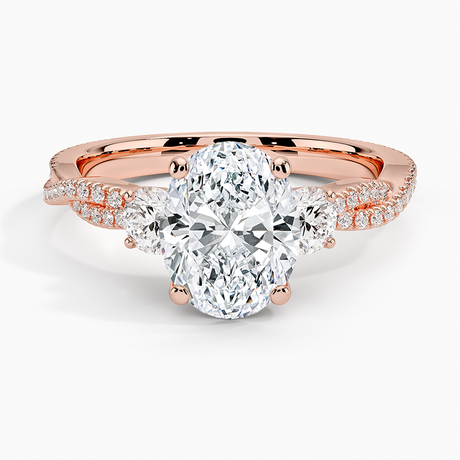 14K Rose Gold Luxe Three Stone Petite Twisted Vine Diamond Ring