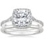 Platinum Luxe Aria Halo Diamond Ring with Petite Comfort Fit Wedding Ring