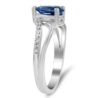 Custom Double Band Chevron Sapphire Ring