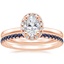 14K Rose Gold French Halo Diamond Ring with Luxe Ballad Sapphire Ring