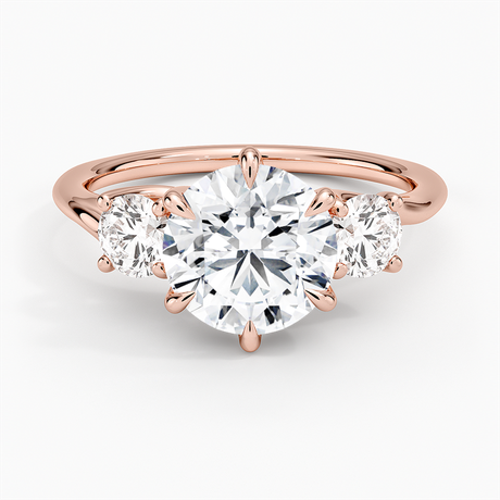 14K Rose Gold Luxe Delilah Three Stone Diamond Ring