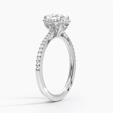 Cathedral Shoulder Ring with Hidden Diamond Accents