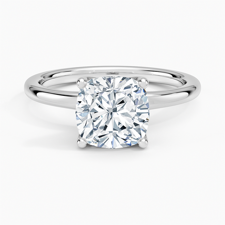 18K White Gold Fleur Solitaire Ring