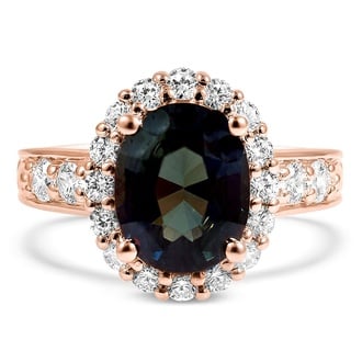 Custom Deco-Inspired Sapphire Halo Ring