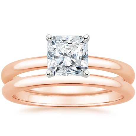 14K Rose Gold 2mm Comfort Fit Bridal Set