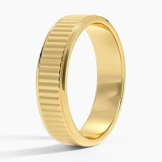 Fluted Textured Wedding Ring in 14K Yellow Gold