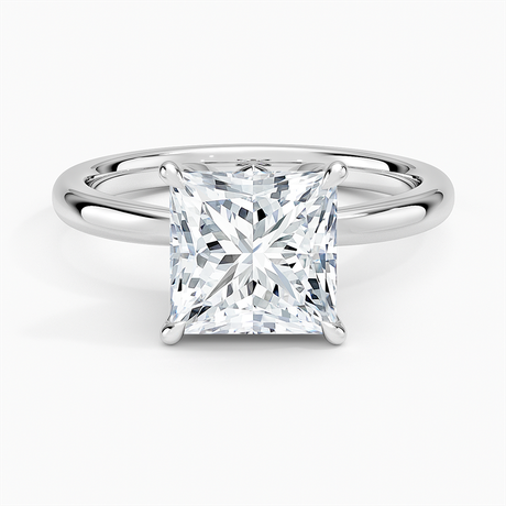 18K White Gold Petal 2mm Solitaire Ring