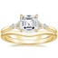 18K Yellow Gold Nadia Diamond Ring with Petite Curved Wedding Ring
