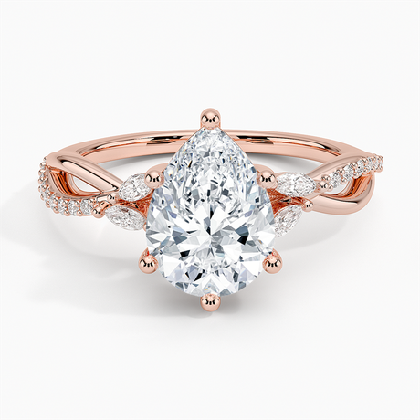 14K Rose Gold Petite Twisted Willow Diamond Ring