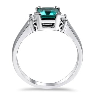 Custom Geometric Emerald Three Stone Ring