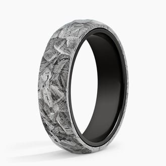 Hammered Meteorite 6mm Wedding Ring