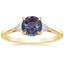 18K Yellow Gold Trillion Cut Three Stone Diamond Ring, smalltop view