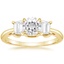 18K Yellow Gold Embrace Three Stone Diamond Ring, smalltop view