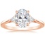 14K Rose Gold Trillion Cut Three Stone Diamond Ring, smalltop view