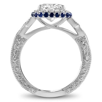 Custom Vintage-Inspired Sapphire Halo Diamond Ring