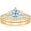 18KY Aquamarine Antique Scroll Three Stone Trellis Diamond Bridal Set, smalltop view