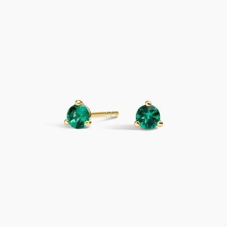 Lab Emerald Birthstone Stud Earrings